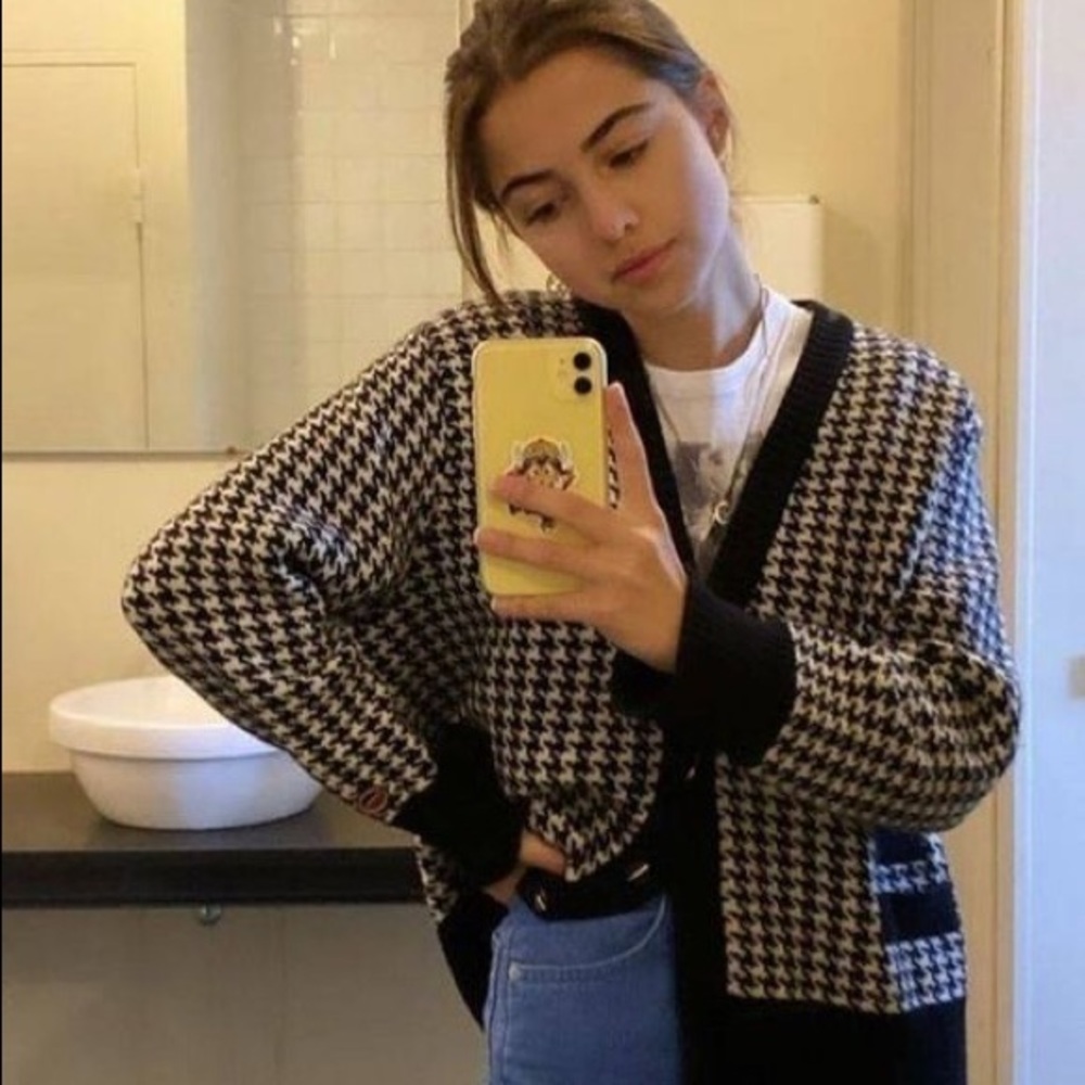 Chaus Sport Vintage Cardigan Button Up Gingham Sweater